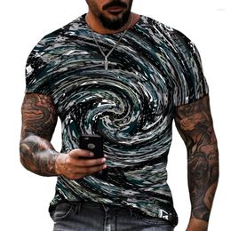 Men's T Shirts Swirl 3D Printing Short-sleeved Round Neck T-shirt HD Lycra Polyester Casual Brand Clothing Super Large Size