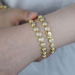 Chain 5A CZ Sparking Iced Out Tennis Bracelet Gold Colour Fashion Women Jewellery 230710