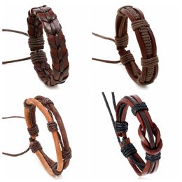 Trendy Handmade Leathe Wrap Braided Bracelets For Men Women Couple Leather Hemp Jewelry Accessories Black Brown Multicolor Promotion Gifts Wholesale