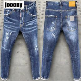 Men's Jeans Italian Style Stretch Denim Pants High Quality Male Slim Fit Trousers Men Vintage Ripped Skinny Holes