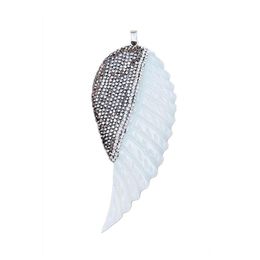 Pendant Necklaces White Mother Of Pearl Shell Wing Real Sea Shells Carved Feather Rhinestone Pendants 5 Pieces Drop Delivery Jewelry Dhhop