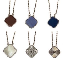 12 Colour Designer Necklace Sier Plated Brand Necklace Diamond Stamp Party Van Clover Jewellery Fashion Copy Long Chain Copper Never Fade