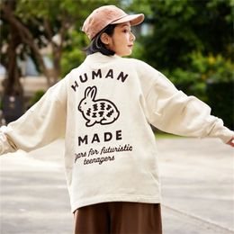 Men's Jackets HUMAN MADE Japanese Style Rabbit Print Pocket Men's And Women's Spring And Autumn Cashmere Knitted Cardigan Coats 230710