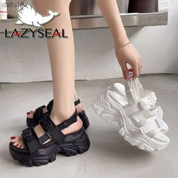 Lazyseal Women Platform Sandals Height Increasing Buckle Summer Beach Shoes Thick Sole Women Sandals Big Size 42 High Heels Shoe L230704