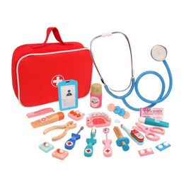 Tools Workshop Wooden Doctor Set Simulation Family Nurse Kit Pretend Play Hospital Medicine Montessori Kids Puzzle Toys For Children 230710