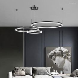 Pendant Lamps Modern Minimalism Circler Ring Led Lights Living Dining Room Chandelier Lighting Indoor Lustre Hanging Home Decor