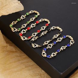 Charm Bracelets 4 Colours Beautiful Bracelet For Women Colourful Austrian Crystal Fashion Heart Chain Female Gifts Wholesale 2023