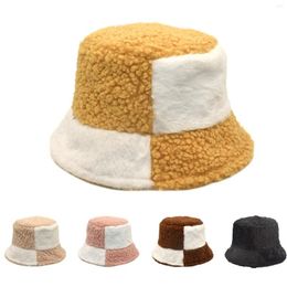Berets Womens Splicing And Contrasting Colours Fall Winter Warm Thermal Windproof Bucket Fisherman Hat For Women Golfing Hats Men