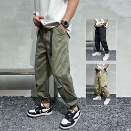 Men's Pants Autumn Bounded Feet Cargo Casual Man Pant Baggy Staight Drawstring Wiast Sportswear Trousers Male Army Green Khaiki Black