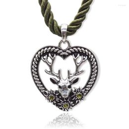 Pendant Necklaces Fashion Vintage Charming Deer Necklace Heart Cutout Pednant For Women Lots Colours Rope Short Choker Costume Jewellery