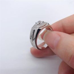 Cluster Rings Pass Test D Colour 0.5CT Moissanite Engagement Diamond Ring For Men Love Promise Brilliant Jewellery Gift Male Birthday