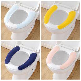 Toilet Seat Covers Reusable Sticker Warm Flannel Universal Washable Sticky Mat Pad Bathroom Accessories Waterproof