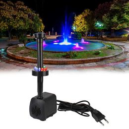 Adjustable 15 W Ultra-quiet Waterproof Garden Aquarium Fountain with Power Cord with 12 LED Light Water Pump EU Plug L230620