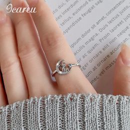 Wedding Rings Korean Fairy Tale Zircon Crescent Little Prince Ring Open 925 Silver Plated Moon Star Index Finger Gift for Girlfriend 230710