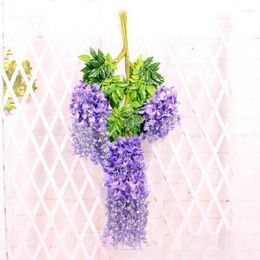 Decorative Flowers 24 Pcs Purple Beautiful Flower Artificial Silk Wisteria Home Plant Decoration