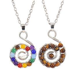 Pendant Necklaces 7 Chakras Natural Stones Spiral Art Pendants Health Amet Healing Necklace 20" Length Jewellery Charms D1