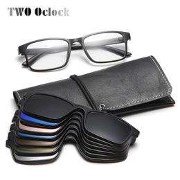 Sunglasses TWO Oclock Flexible Magnet Sunglasses Men Polarized Clip On Glasses Women 7 In 1 Ultra-Light Square Glasses 3D Optic Frame A2247 230710