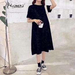 Casual Dresses Women Summer Dress Beach Long Chiffon One Size Bronzing Shining Starry Black Sundress Fashion Loose For WDR18