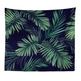 Tapestries Beautiful Green Leaves Tapestry Wall Hanging Sandy Beach Picnic Rug Camping Tent Sleeping Pad Home Decor Bedspread Sheet Cloth