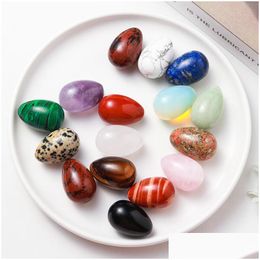 Stone Natural 30Mm Egg Ornaments Quartz Healing Crystals Energy Reiki Gem Craft Hand Pieces Living Room Decoration Drop Delivery Jewe Dhdxi
