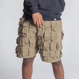 Men's Shorts 2023 Spring Summer Multi-pockets Solid Color Techwear Safari Style Fashion Straight Baggy Casual Pants