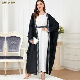 Ethnic Clothing Robe Femme Musulmane Jilbab Two-piece Set Large Size Embroidery Middle East Muslim Fashion Gown With Belt Abayas For Women