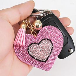 Keychains Cute Rhinestone Heart Key Chains Tassel Fashion Jewellery Pendant For Handbags Decoration Phone Accessories Keyring Wedding Gifts