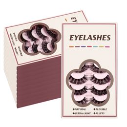 Handmade Reusable Colored Eyelashes Extensions Fluffy Thick Curly Mink Lashes with Color 7 Pairs Set Full Strip Eyelashes DHL