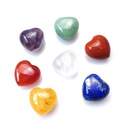 Stone Natural 10X15Mm Heart Crystal Jade Amethyst Tigers Eye 7 Chakra Healing Guides Meditation Ornaments Jewellery Accessory Drop Deli Dh9Xe