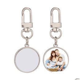 Key Rings Ups Thermal Transter Diy Sublimation Blank Heart Party Favour Round Keychains Gold Keychain Po Frame Keyring Sier Plated Al Dhqx7