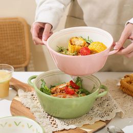 Bowls Air Fryer Special Small Bowl Ceramic Tableware Binaural Soup Household Fruit Salad Steamed Egg Baked