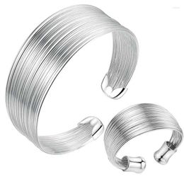 Necklace Earrings Set 925 Stamped Silver Retro Multi-line Bangle Rings Bracelets For Women Fashion Party Wedding Designer Jewellery Couple