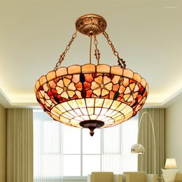 Pendant Lamps European Pastoral Mediterranean Sea Shell Light Living Room Counter Dining Hang Lamp Lamparas De Techo Colgante