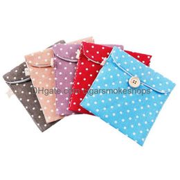 Storage Bags Napkin Sanitary Bag Womens Girls Cotton Linen Portable Pad Organiser Pouch Holder Drop Delivery Home Garden Housekee Or Dhgju