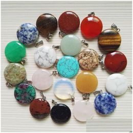 Charms Natural Stone Oblate Rose Quartz Lapis Lazi Turquoise Opal Crystal Pendant Diy For Necklace Earrings Jewellery Making Drop Deli Dh4Kf