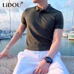 Men's Polos Summer Business Casual Sports Chic Male Pullover Neat Capable Vintage Dimensional Cut T-shirt Man Solid Colour Polo Shirt Top Men 230711