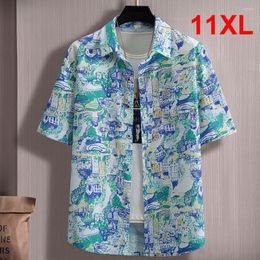 Men's Casual Shirts Hawaiian Beach Shirt Summer Short Sleeve Men Hip Hop Graffiti Plus Size 10XL 11XL Tops