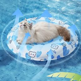 Smiling Bear Pattern Nest For Cat & Dog Summer Cooling Pet Mat Pet Nest Round Ice Cooling Nest S-L