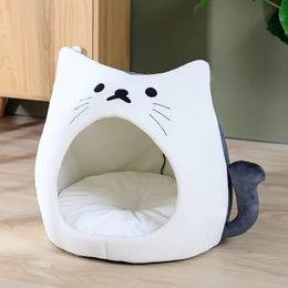 White And Gray Cat Shape Pet Nest For Dog & Cat, Dog House Cat Beds