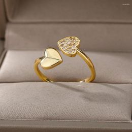 Wedding Rings Bee Butterfly Ring For Women Open Adjustable Stainless Steel Cubic Zirconia Moon Heart Finger Elegant Birthday Jewelry 2023