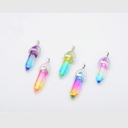 Charms Colours Hexagon Prism Pendants Crystal Clear Chakras Gem Stone Fit Earrings Necklace Making Assorted Drop Delivery Jewelry Fi Dhqua