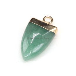 Charms Natural Stone Rose Quartz Lapis Lazi Turquoise Opal Pendant Diy For Druzy Bracelet Necklace Earrings Jewelry Making Drop Deli Dh3Sc