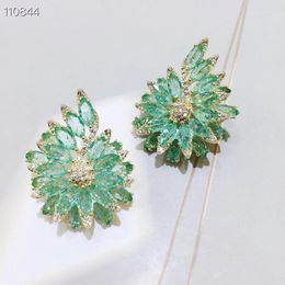 Ear Cuff Luxury Bloom Flower Stud Earrings Paved All Horse Eye Ice Zircon Fashion Brand 100% Big Earrings SENYU Jewelry Wholesale 230711