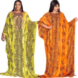 Ethnic Clothing African Women Loose Maxi Dress Diamonds Chiffon Kaftan Arabic Abaya With Inner 2 Pieces Set Africa Dashiki Fashion2861