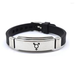 Link Bracelets LGBT Gay Pride Symbol Silicon Bracelet Women Friendship Stainless Steel Boy Girl Man Jewellery