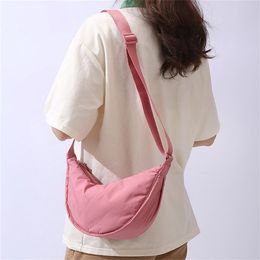 Evening Bags Simple Nylon Womens Hobos Shoulder Bag Solid Color Female Portable Padded Messenger Design Girls Small Purse Handbags 230711