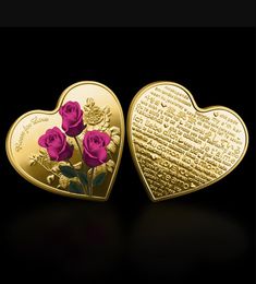 Arts and Crafts Heart shaped rose Commemorative coin gold token