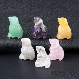 Stone Natural Carving 1 Inch Lovely Bird Crafts Ornaments Rose Quartz Crystal Healing Agate Animal Decoration Drop Delivery Jewellery Dhp47