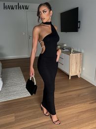 Urban Sexy Dresses Hawthaw Women Party Club Evening Birthday Bodycon Streetwear Black Long Dress Summer Clothes Wholesale Items For Business 230711