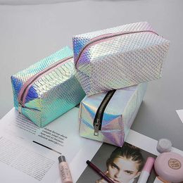 Lady Cosmetic Bags Cases Colorful Laser Waterproof Cosmetic Bag Women's Handbag Travel Wash 230704
